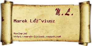 Marek Líviusz névjegykártya